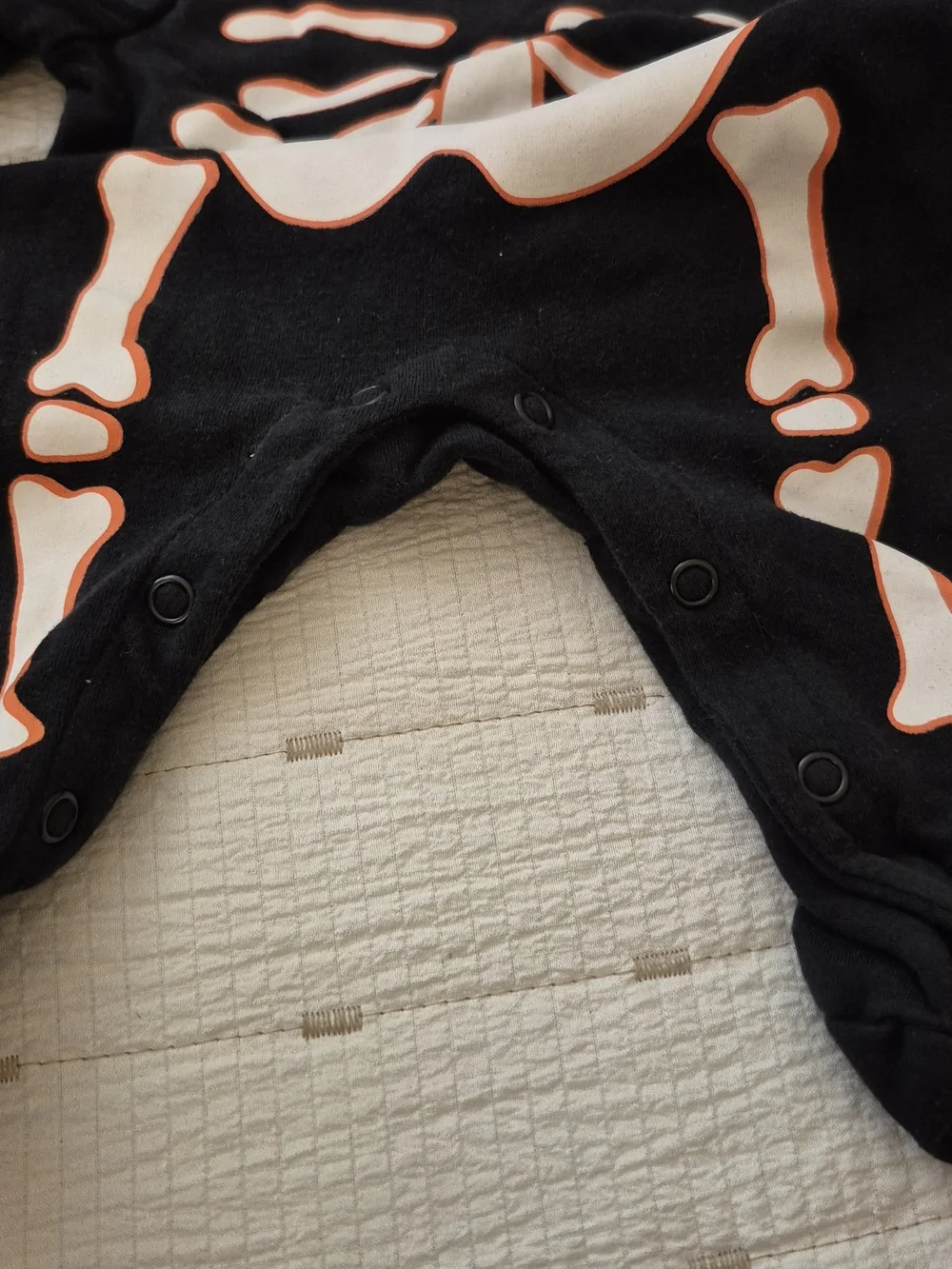 2 For 1 Skeleton Print Baby One-Piece with Cream & Orange